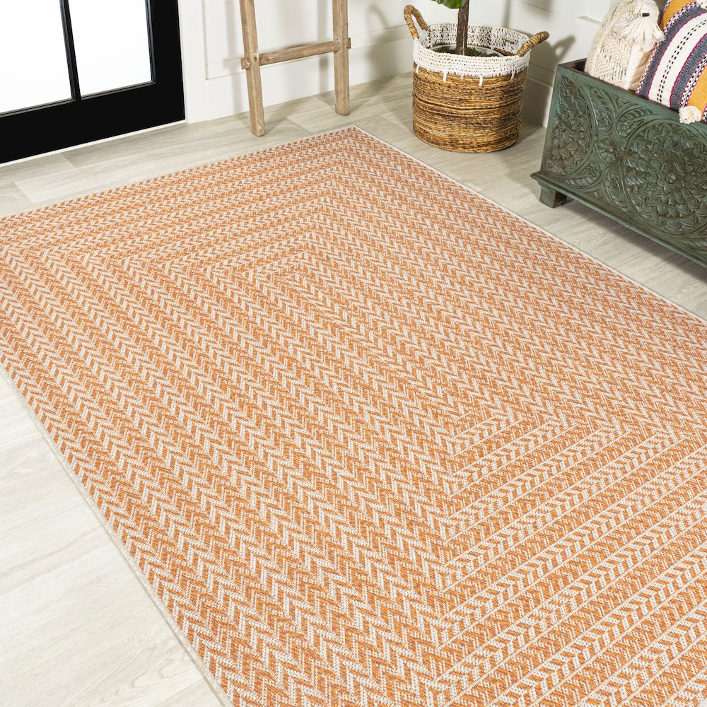Chevron Modern Concentric Squares Indoor/Outdoor Area Rug. Picture 4