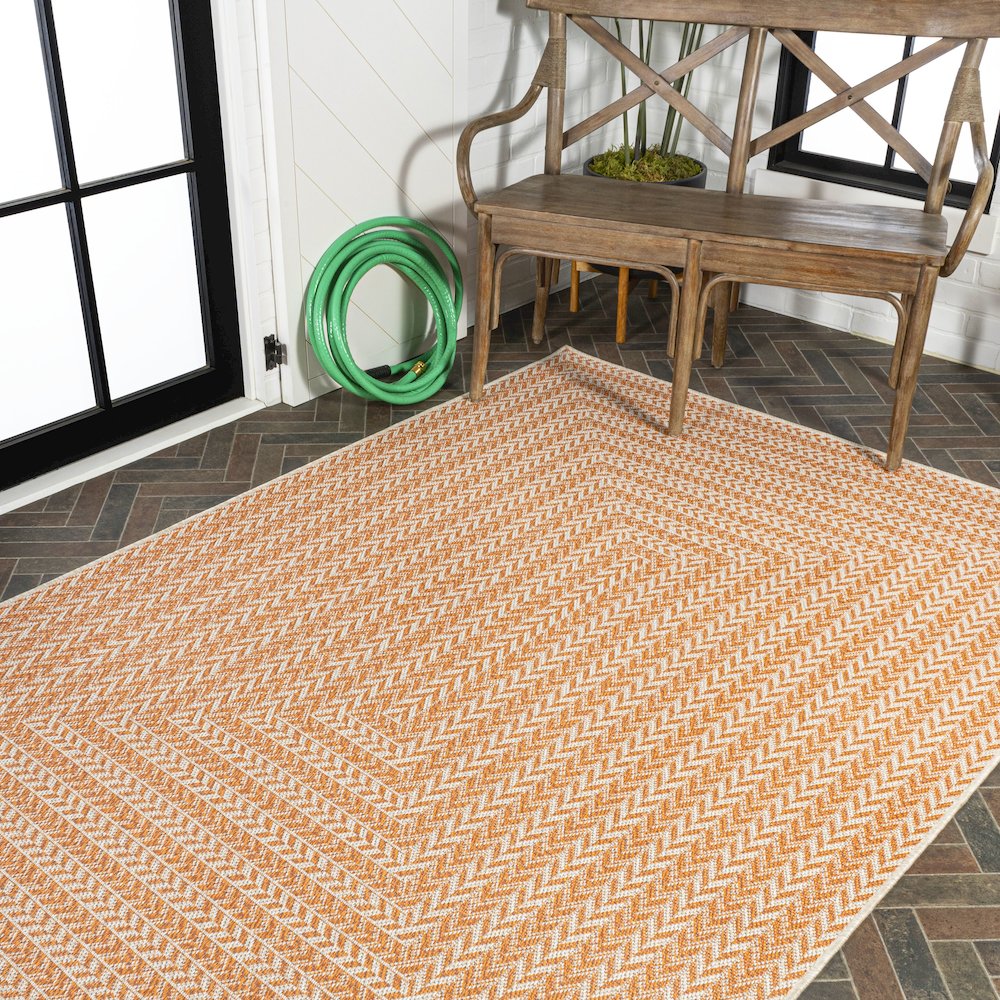 Chevron Modern Concentric Squares Indoor/Outdoor Area Rug. Picture 8
