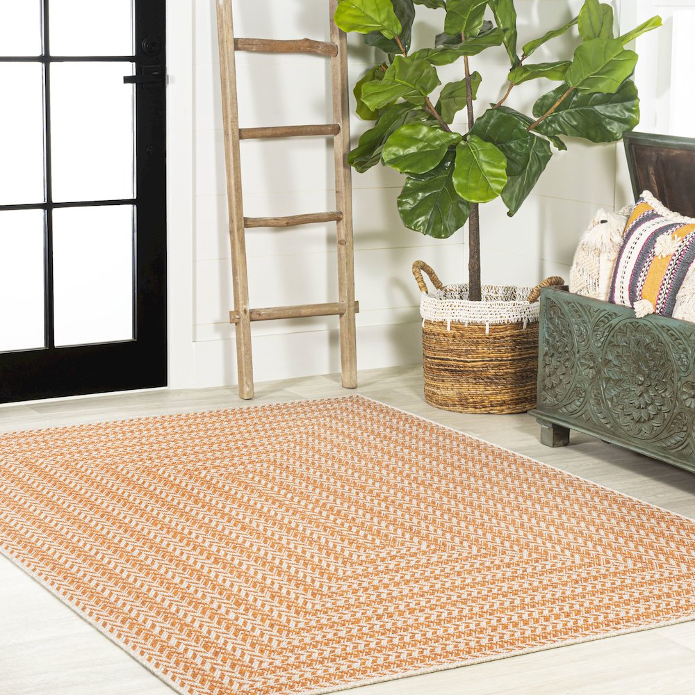 Chevron Modern Concentric Squares Indoor/Outdoor Area Rug. Picture 5
