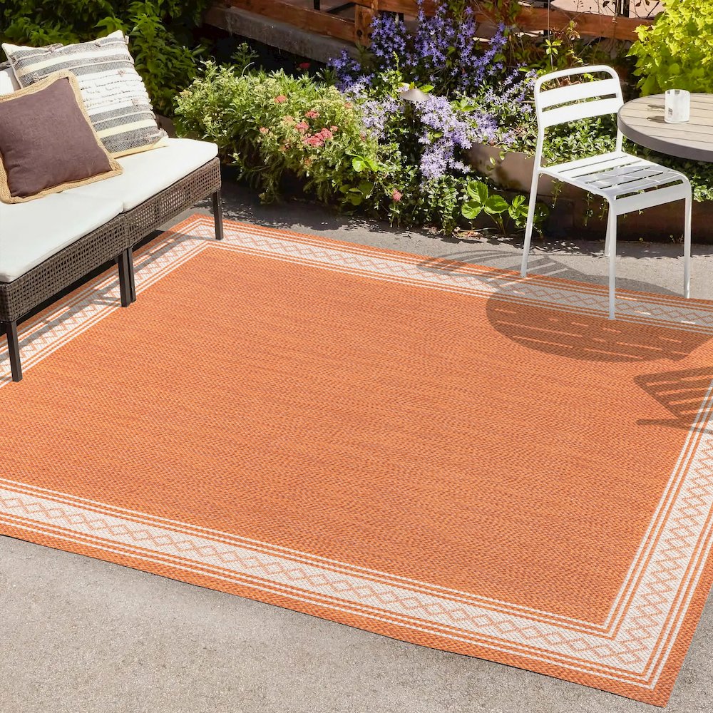 Lucia Classic Diamond Border Indoor/Outdoor Area Rug. Picture 6