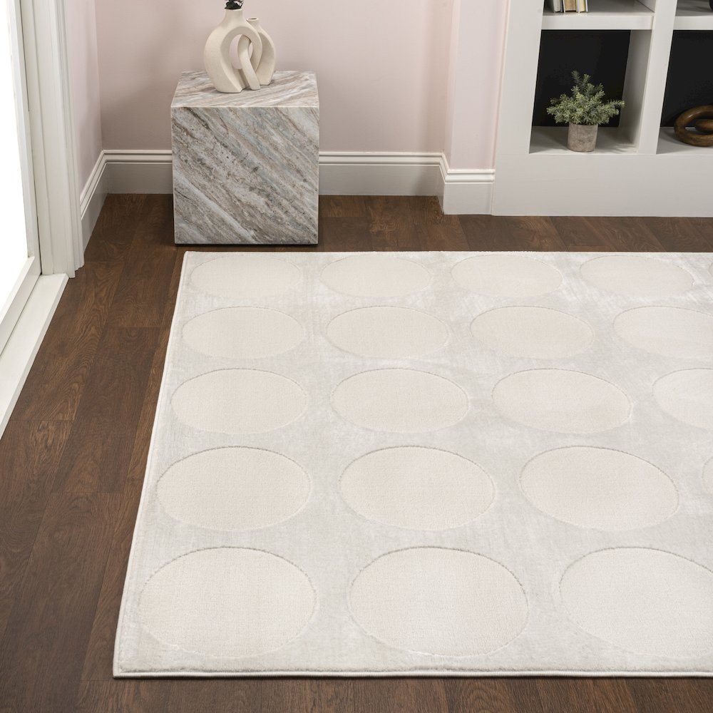 Adrian Modern Geometric Circle Dot High-Low Area Rug. Picture 2