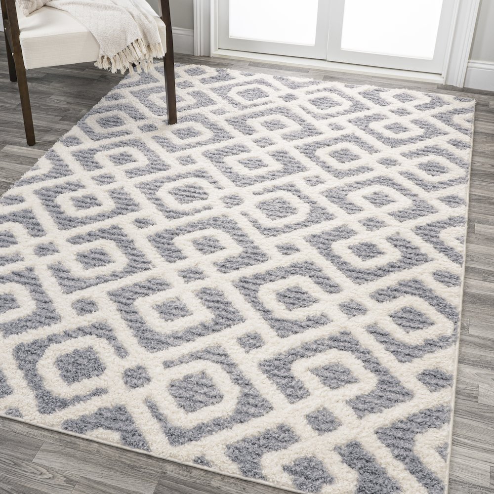 Astrid Retro Trellis High-Low Area Rug. Picture 2