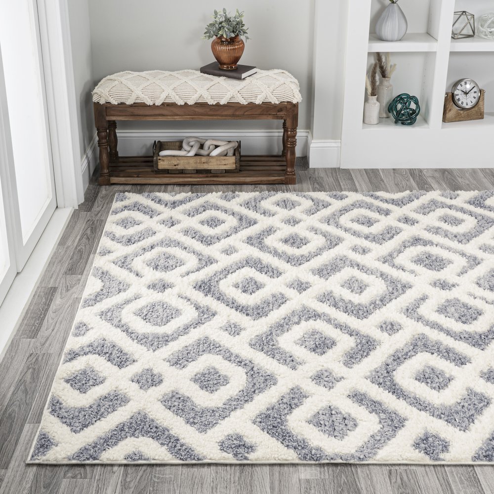Astrid Retro Trellis High-Low Area Rug. Picture 3