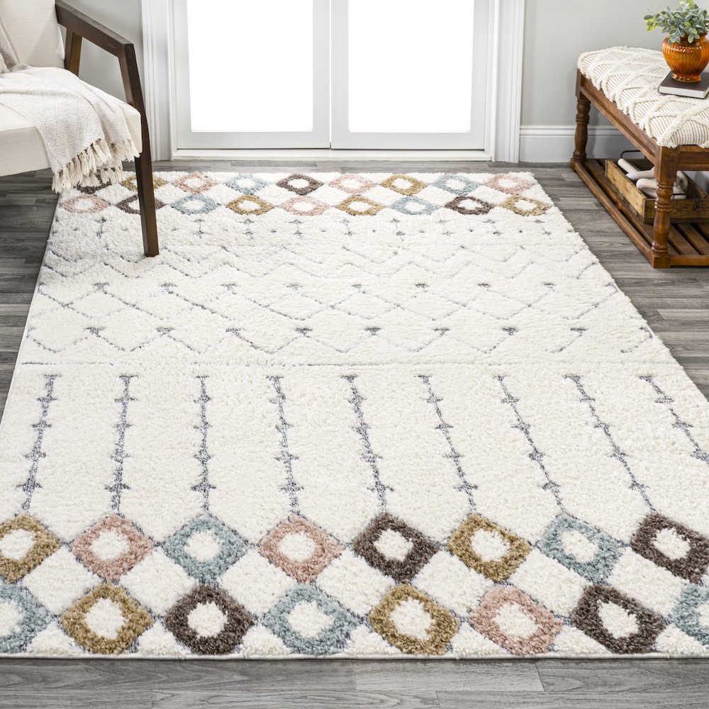 Pia Moroccan Trellis Plush Carved Area Rug. Picture 4