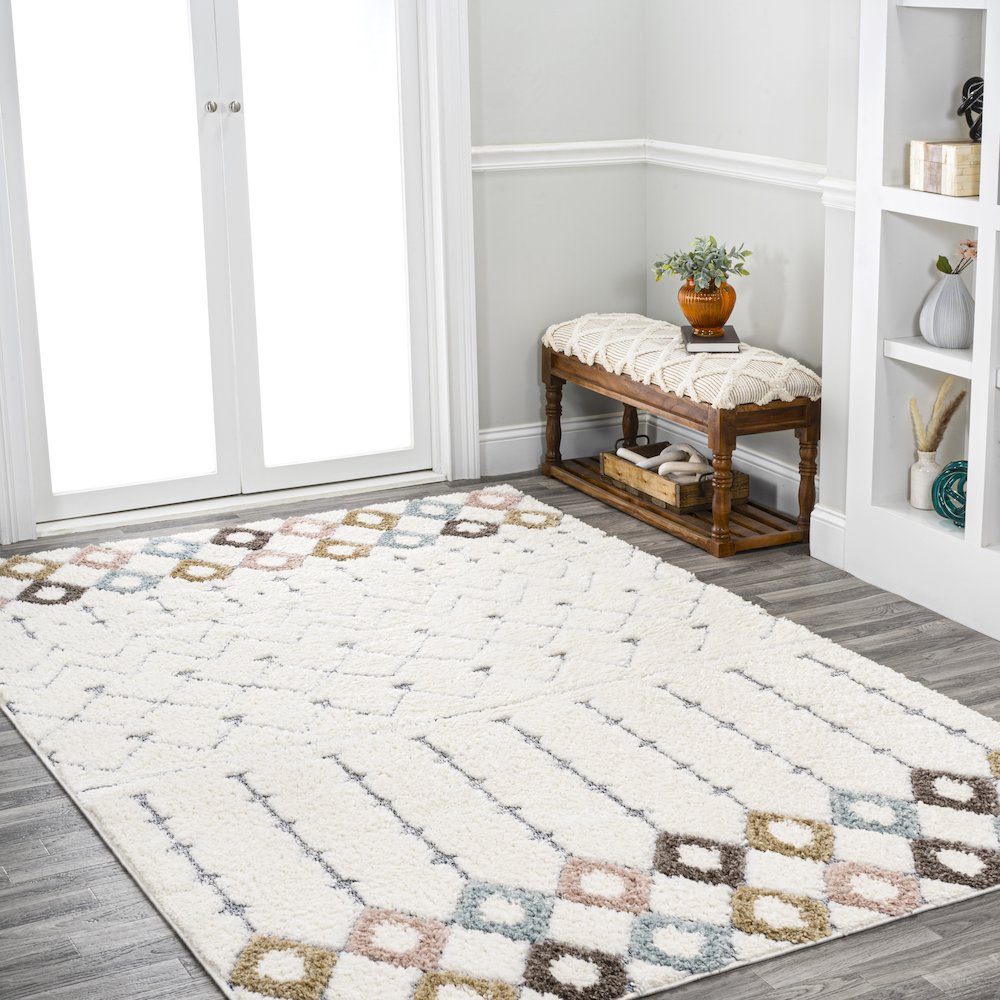 Pia Moroccan Trellis Plush Carved Area Rug. Picture 5