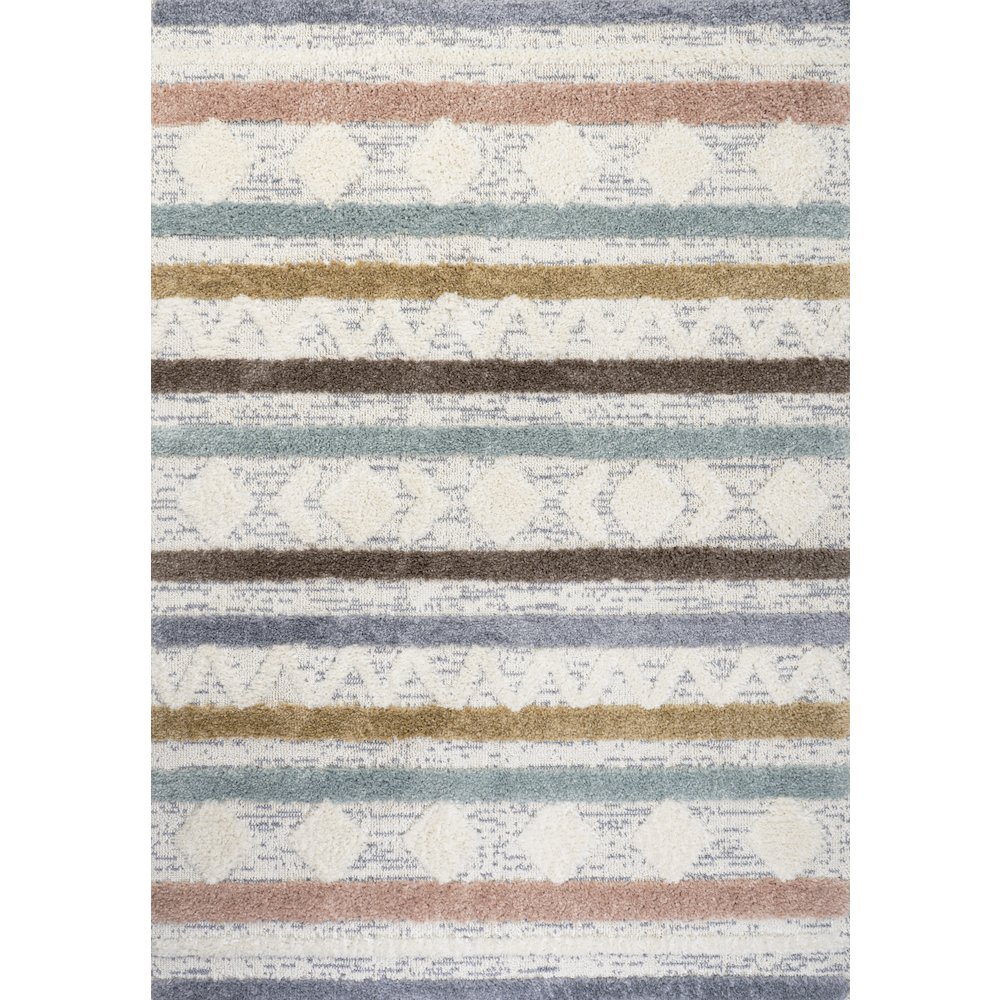 Faiza Moroccan Striped Geometric High-Low Area Rug. Picture 1