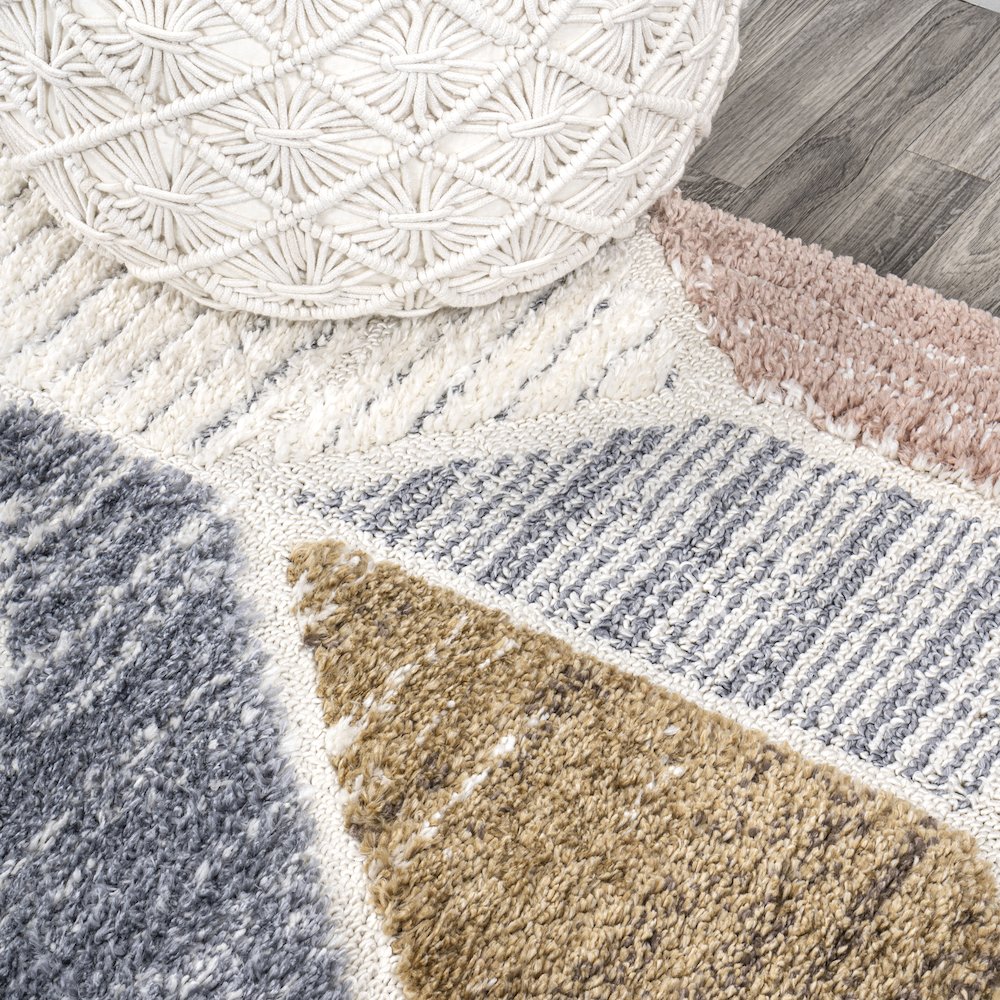 Aileen Geometric Scandi Colorblock Carved Area Rug. Picture 7