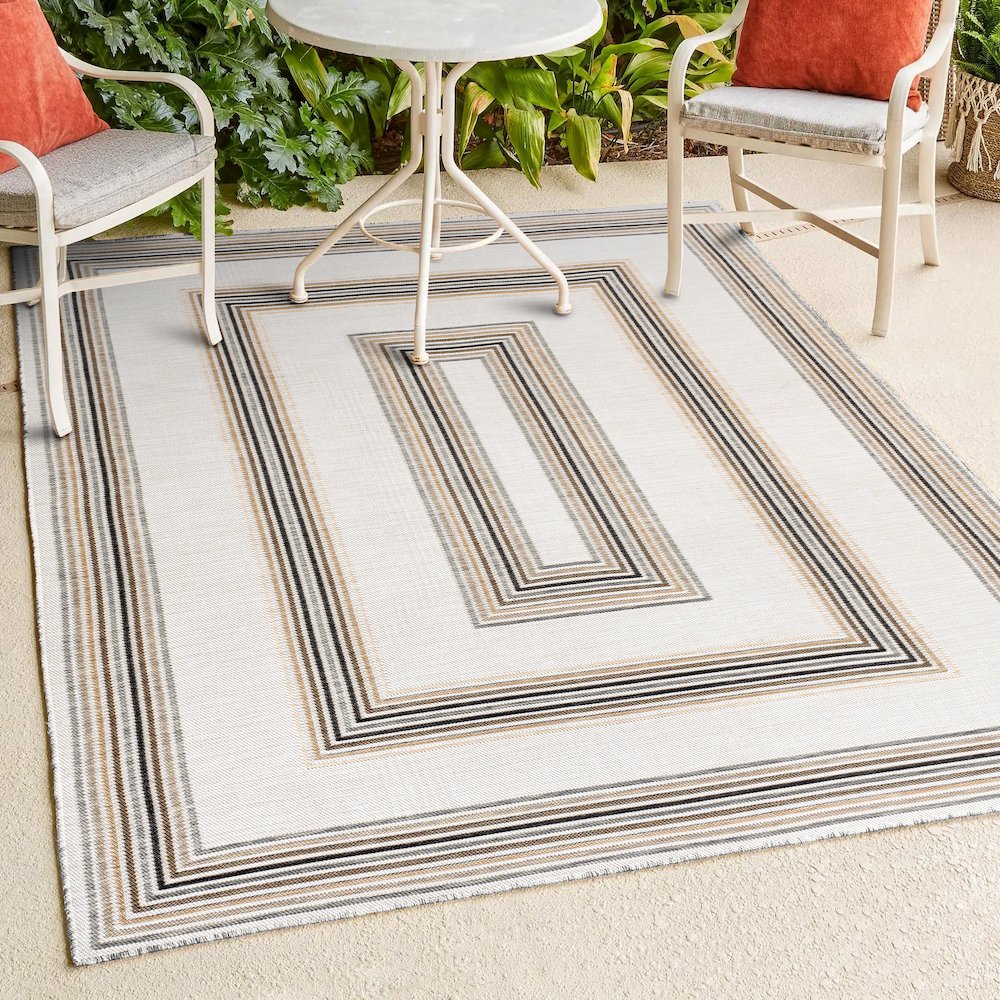 Nautical Mitre Stripe Reversible Machine-Washable Indoor/Outdoor Runner Rug. Picture 4