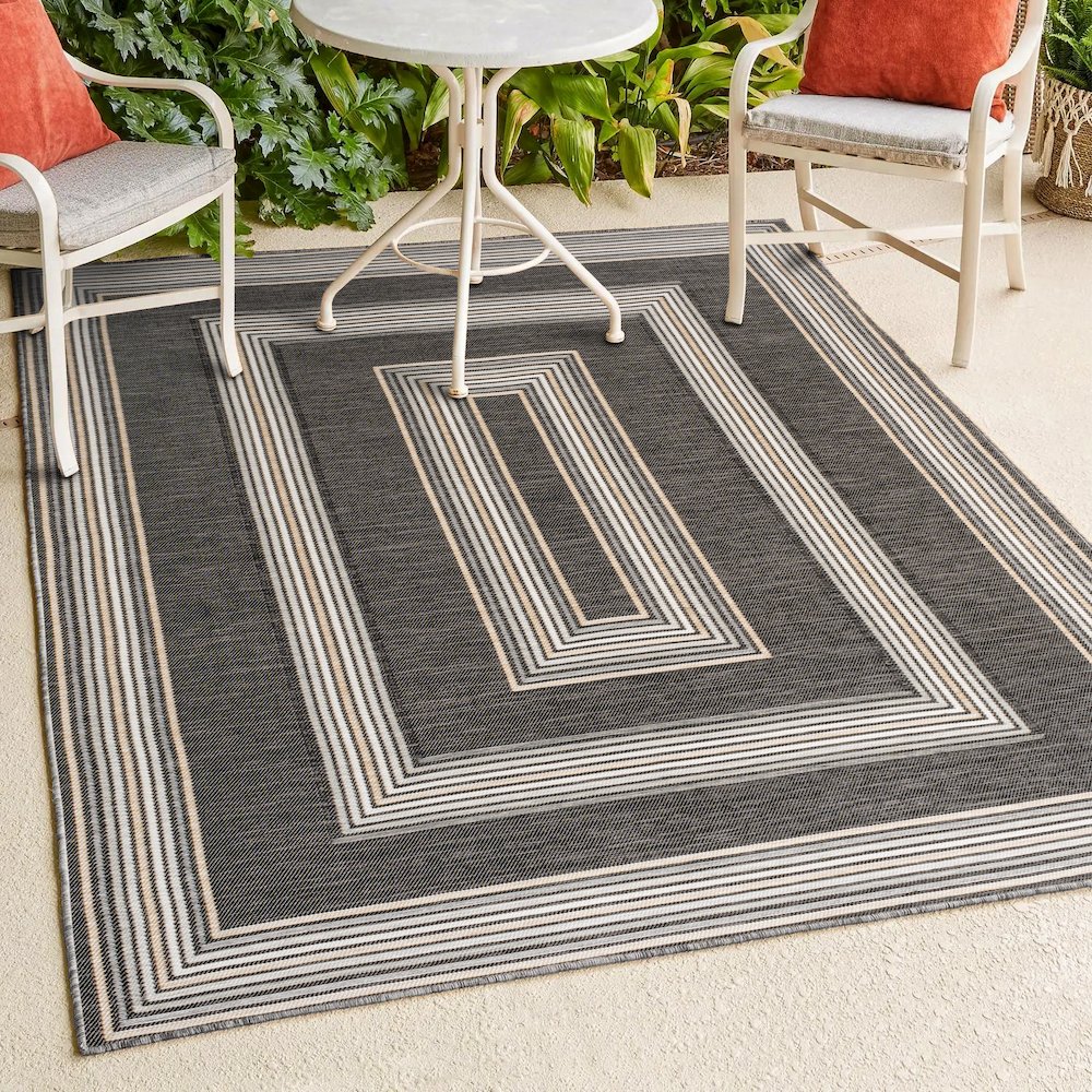 Nautical Mitre Stripe Reversible Machine-Washable Indoor/Outdoor Runner Rug. Picture 5