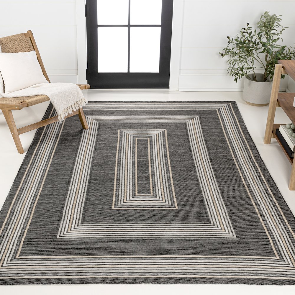 Nautical Mitre Stripe Reversible Machine-Washable Indoor/Outdoor Runner Rug. Picture 2