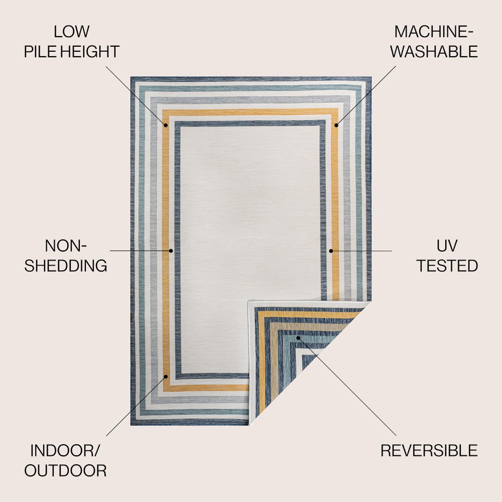 Coastal Mitred Stripe Reversible Machine-Washable Indoor/Outdoor Area Rug. Picture 4