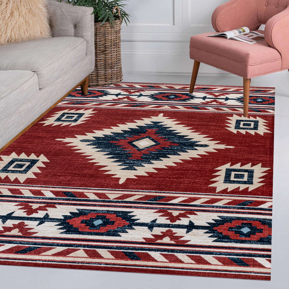 Serape Medallion Southwestern Area Rug. Picture 10