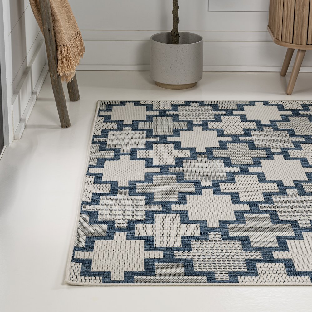 Cyrus Modern Geometric Tile Pattern Indoor/Outdoor Area Rug. Picture 1