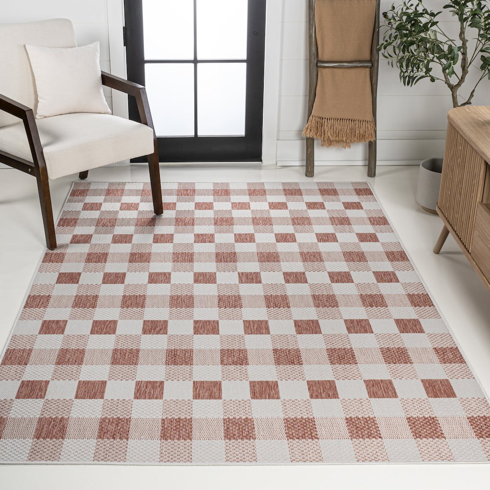 Darcy Traditional Geometric Bold Gingham Indoor/Outdoor Area Rug. Picture 2