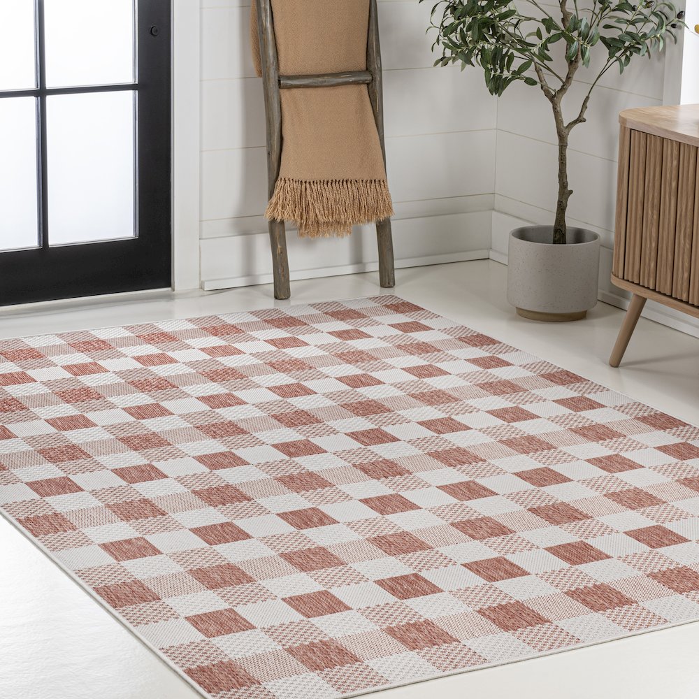 Darcy Traditional Geometric Bold Gingham Indoor/Outdoor Area Rug. Picture 3