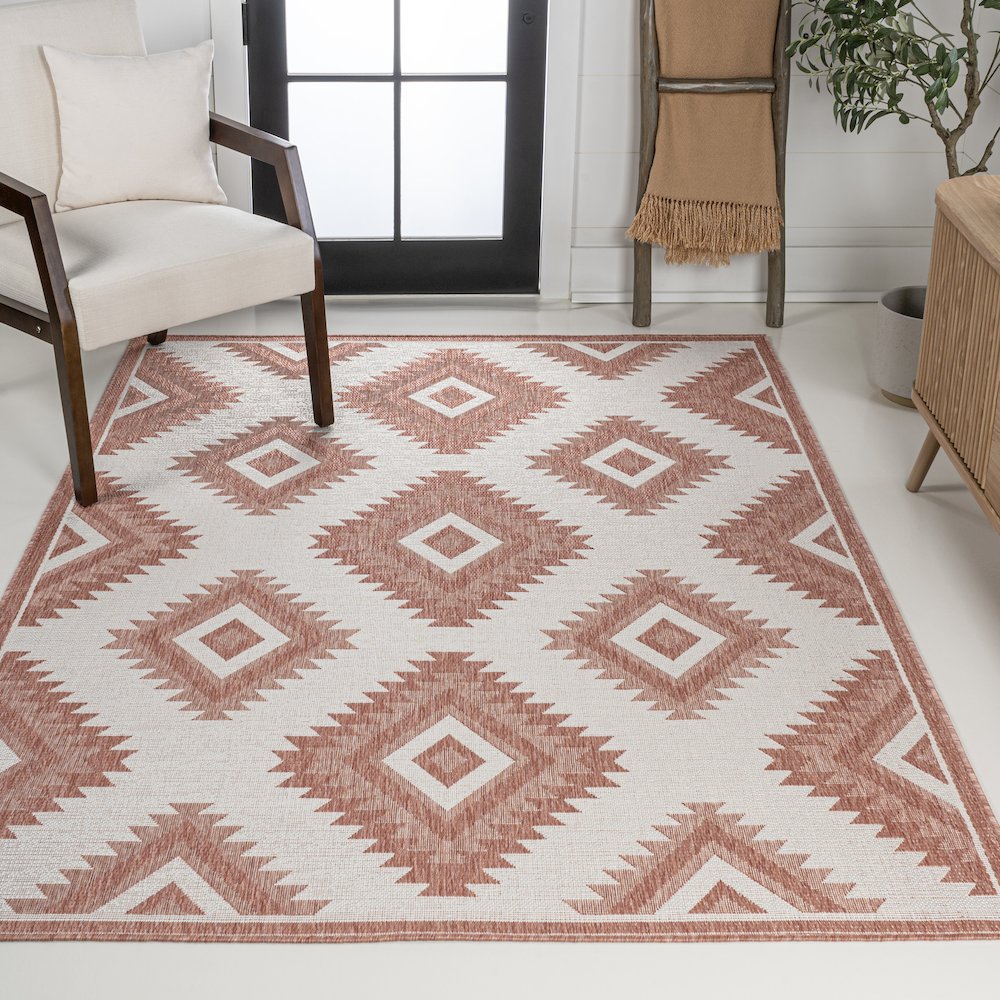 Lior Geometric Moroccan Diamond Indoor/Outdoor Area Rug. Picture 2