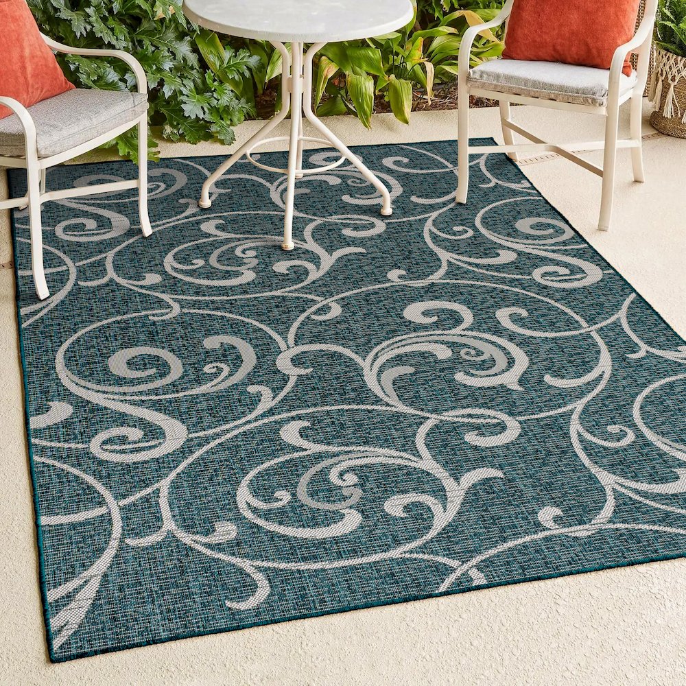 Maribel Traditional Classic All-Over Scroll Indoor/Outdoor Area Rug. Picture 4