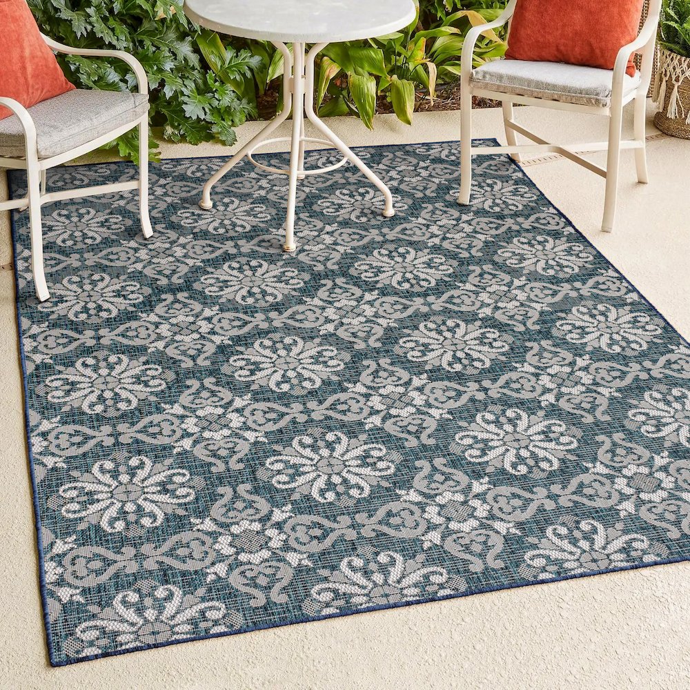 Amora Traditional Mediterranean Tile Design Indoor/Outdoor Area Rug. Picture 4