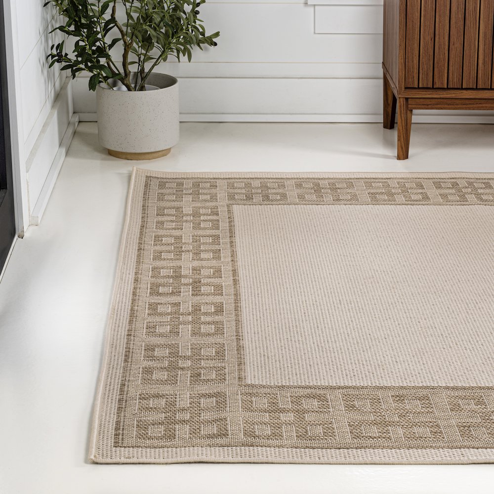 Athena Classic Geometric Border Indoor/Outdoor Area Rug. Picture 1