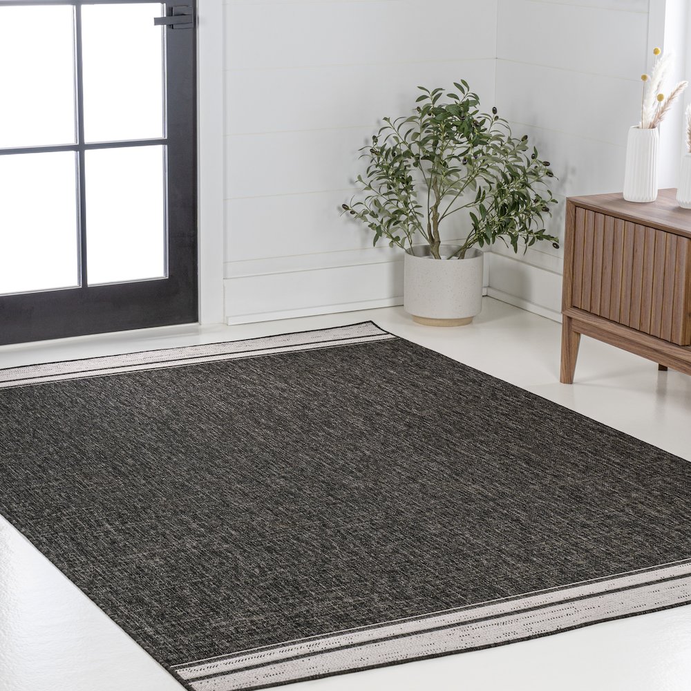 Alda Modern Minimalist Mingled Solid Indoor/Outdoor Area Rug. Picture 3