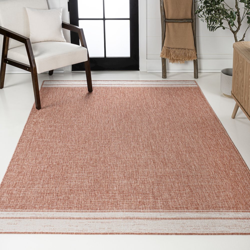 Alda Modern Minimalist Mingled Solid Indoor/Outdoor Area Rug. Picture 2