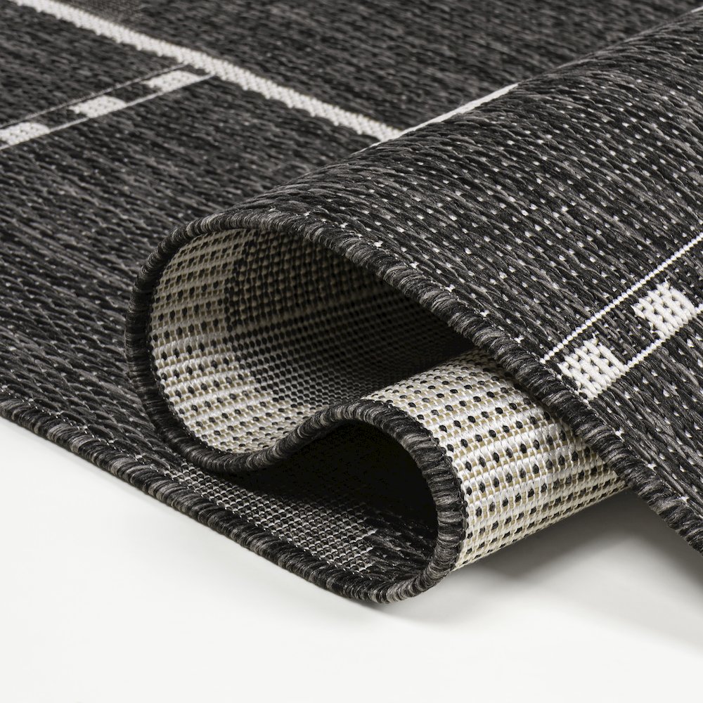 Soren Modern Geometric Black/Cream 4 ft. x 6 ft. Indoor/Outdoor Area Rug. Picture 5