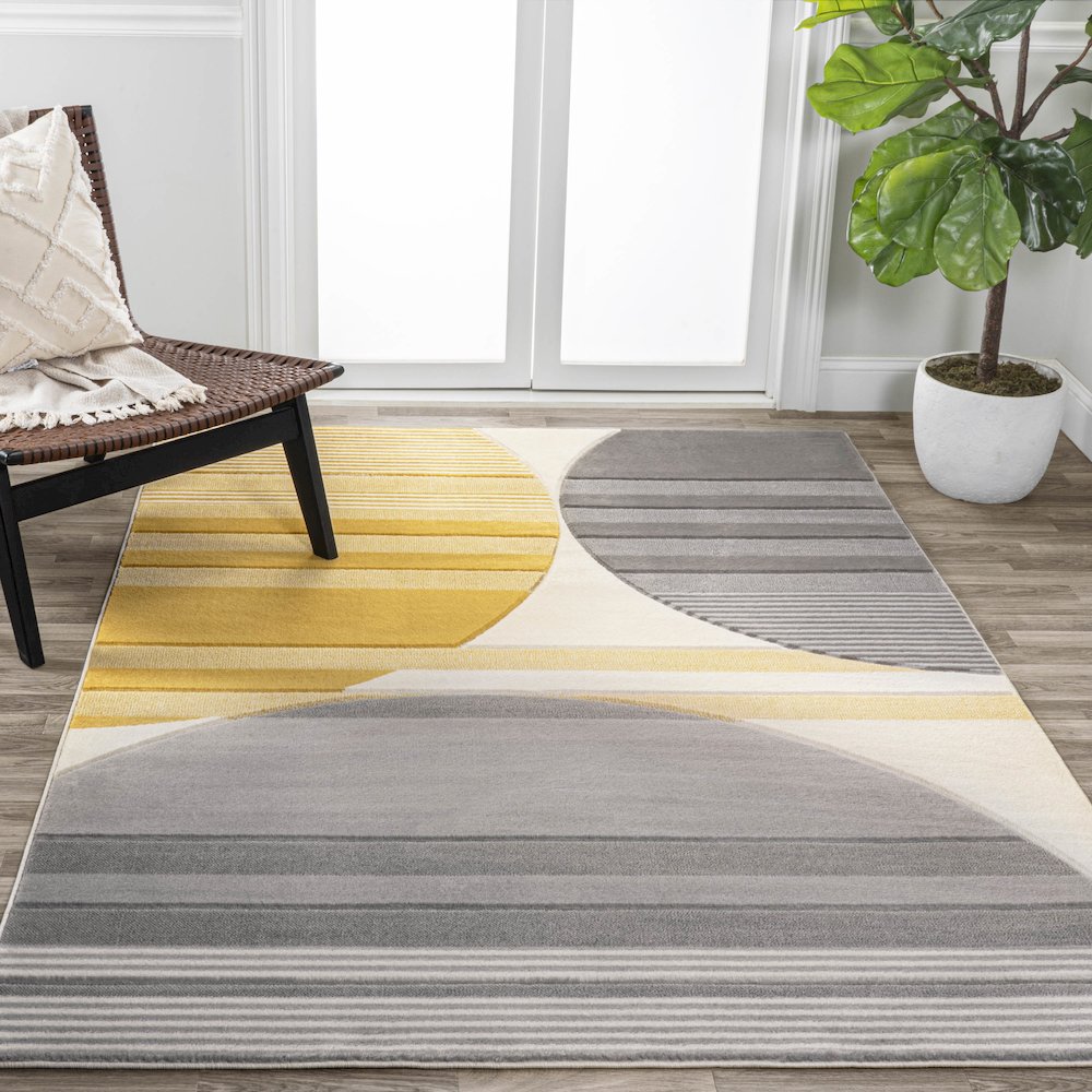 Nicky Geometric Striped Circles Area Rug. Picture 4