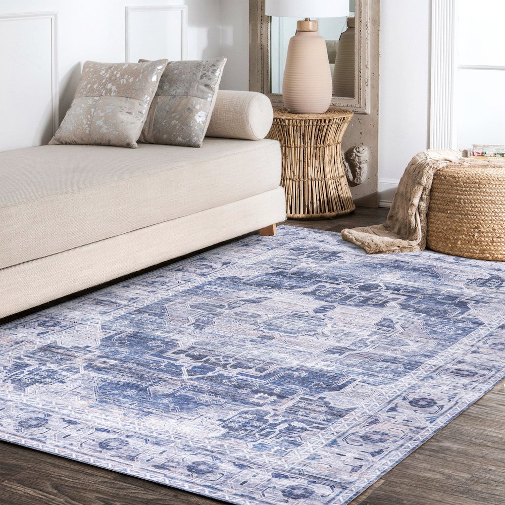 Alanya Ornate Medallion Washable Indoor/Outdoor Area Rug. Picture 11