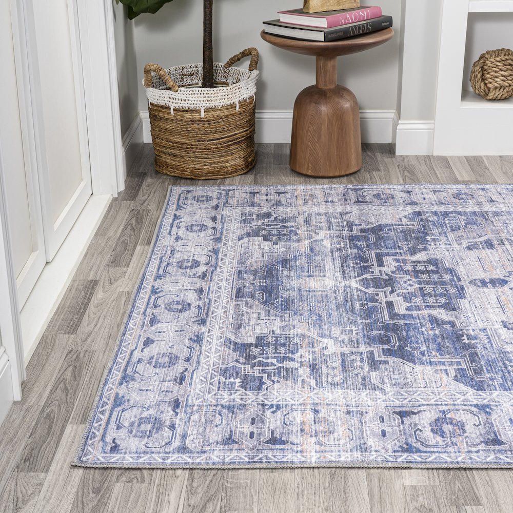 Alanya Ornate Medallion Washable Indoor/Outdoor Area Rug. Picture 3