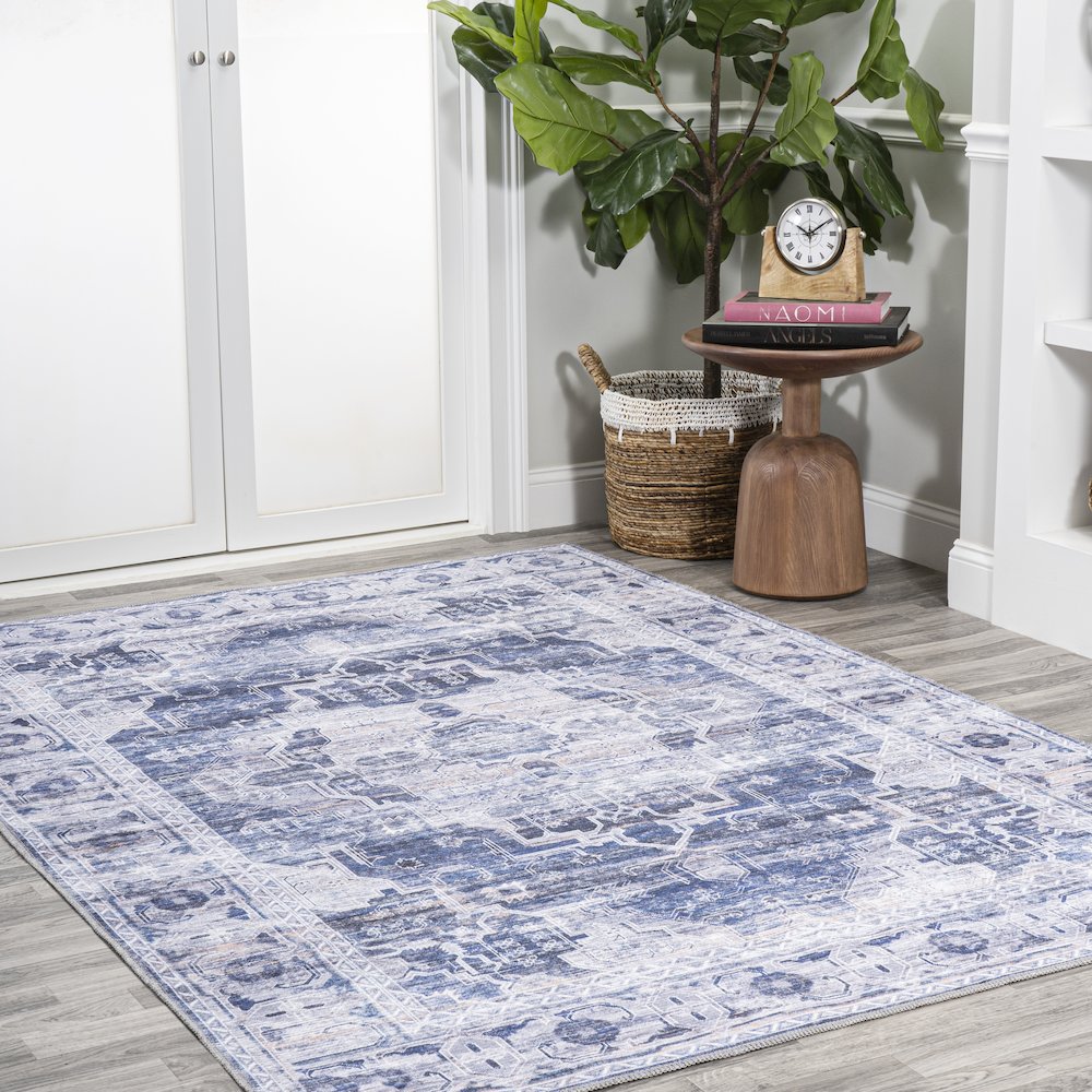 Alanya Ornate Medallion Washable Indoor/Outdoor Area Rug. Picture 5