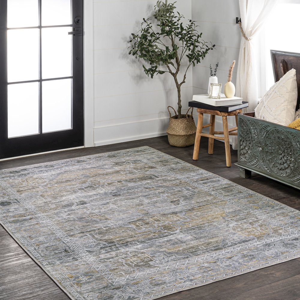 Alanya Ornate Medallion Machine-Washable Area Rug. Picture 3