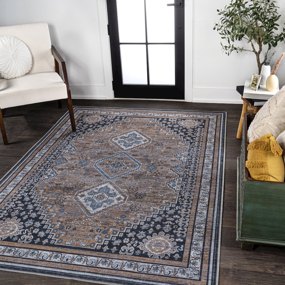 Dalyan Geometric Medallions Machine-Washable Area Rug. Picture 1
