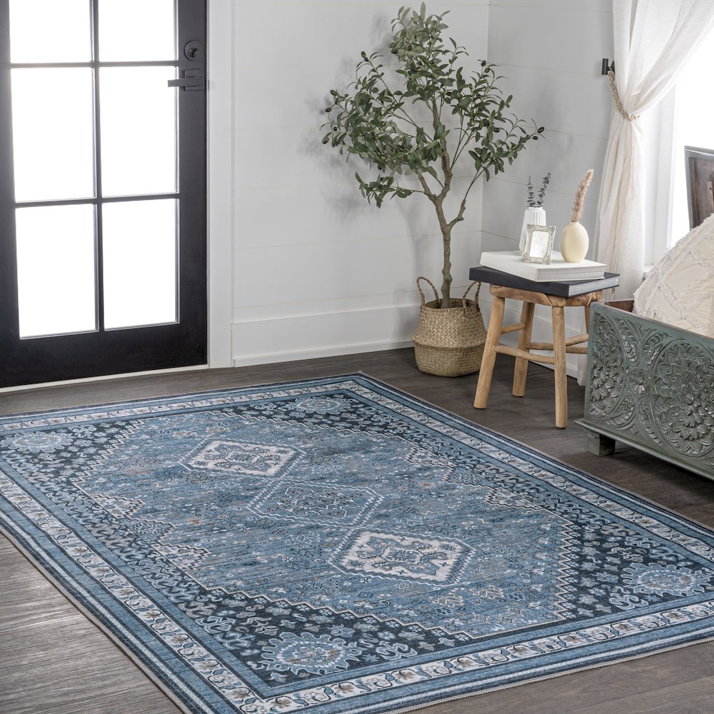 Dalyan Geometric Medallions Machine-Washable Area Rug. Picture 3