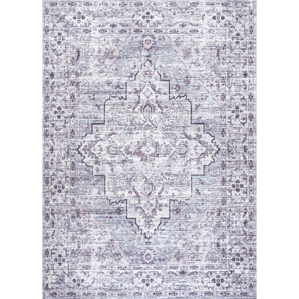 Didim Boho Gray Medallion Washable Indoor/Outdoor Area Rug. Picture 1