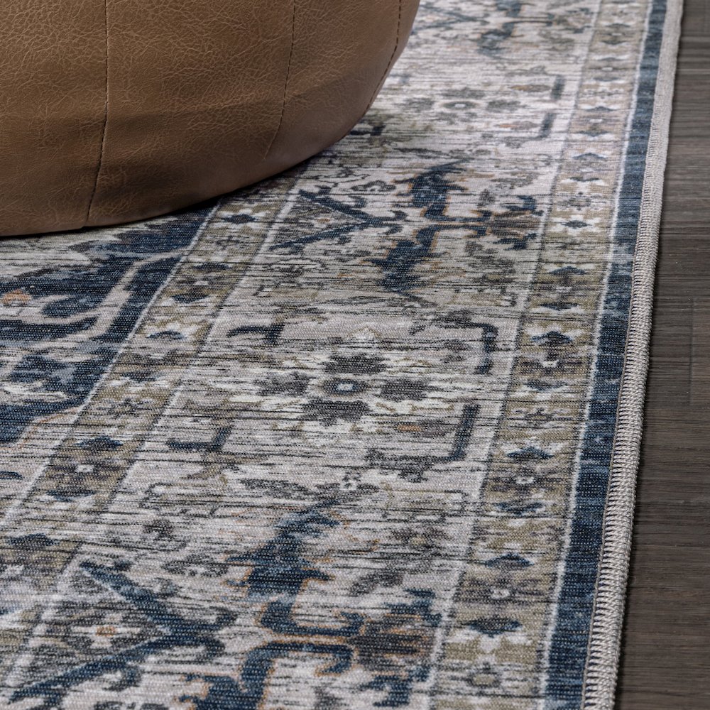 Didim Boho Gray Medallion Machine-Washable Area Rug. Picture 5