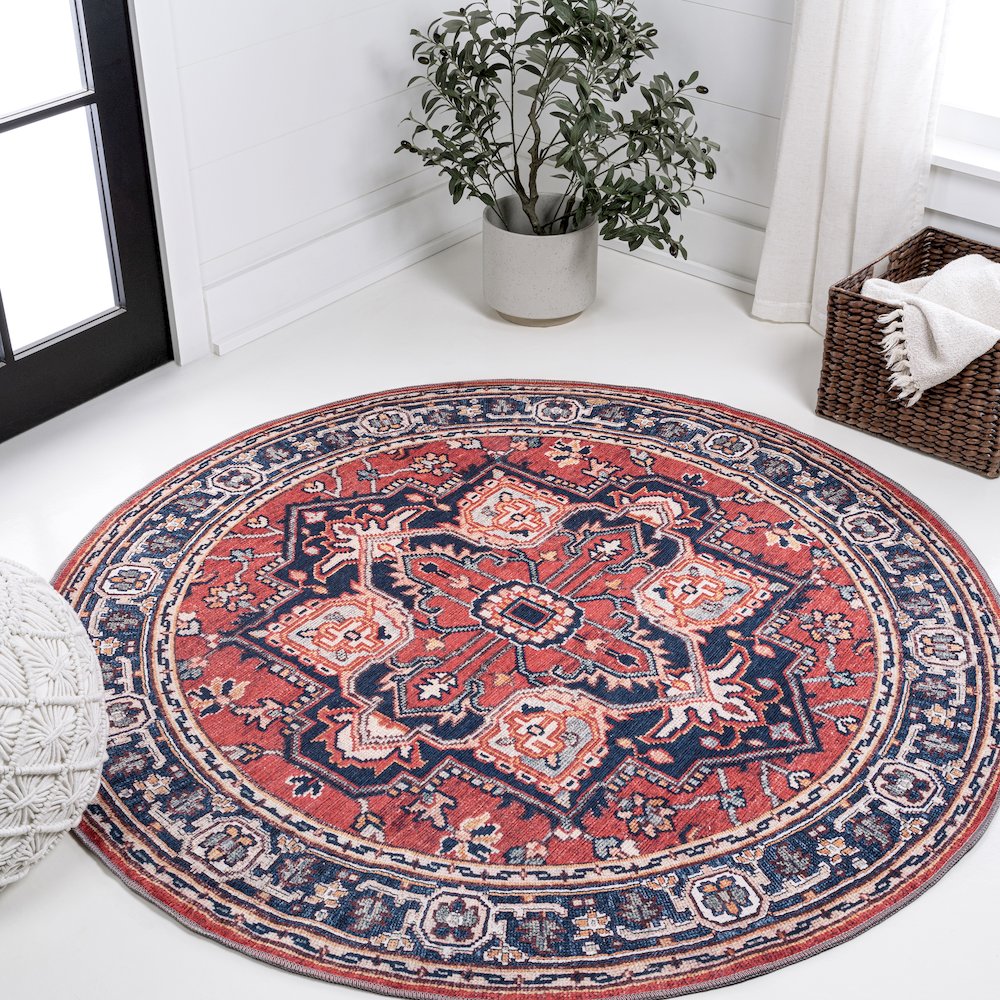 Cirali Ornate Large Medallion Machine-Washable Area Rug. Picture 1