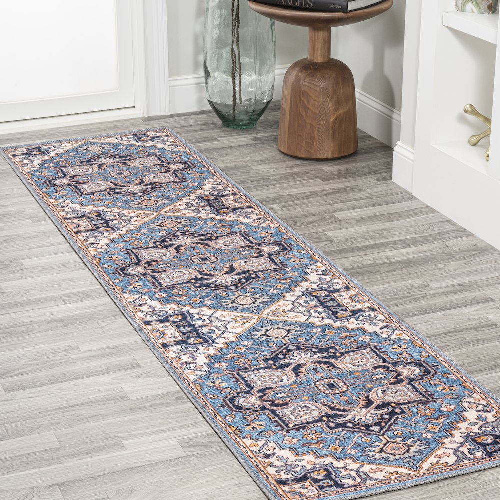 Cirali Ornate Large Medallion Machine-Washable Runner Rug. Picture 1