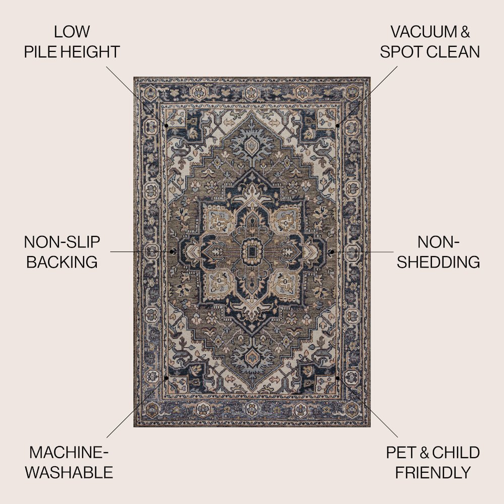 Cirali Ornate Large Medallion Machine-Washable Area Rug. Picture 8
