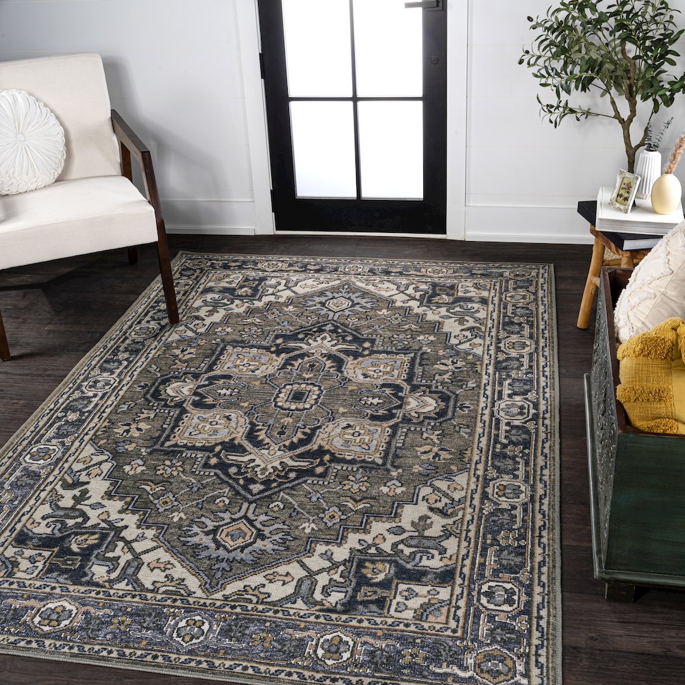 Cirali Ornate Large Medallion Machine-Washable Area Rug. Picture 1