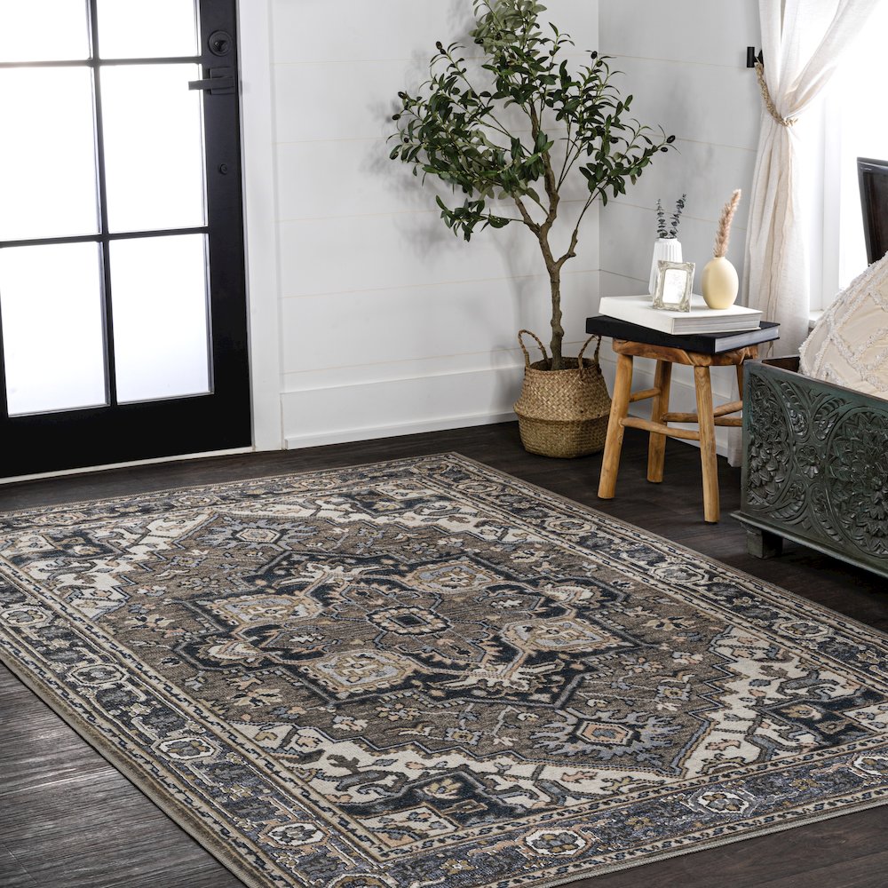 Cirali Ornate Large Medallion Machine-Washable Area Rug. Picture 3