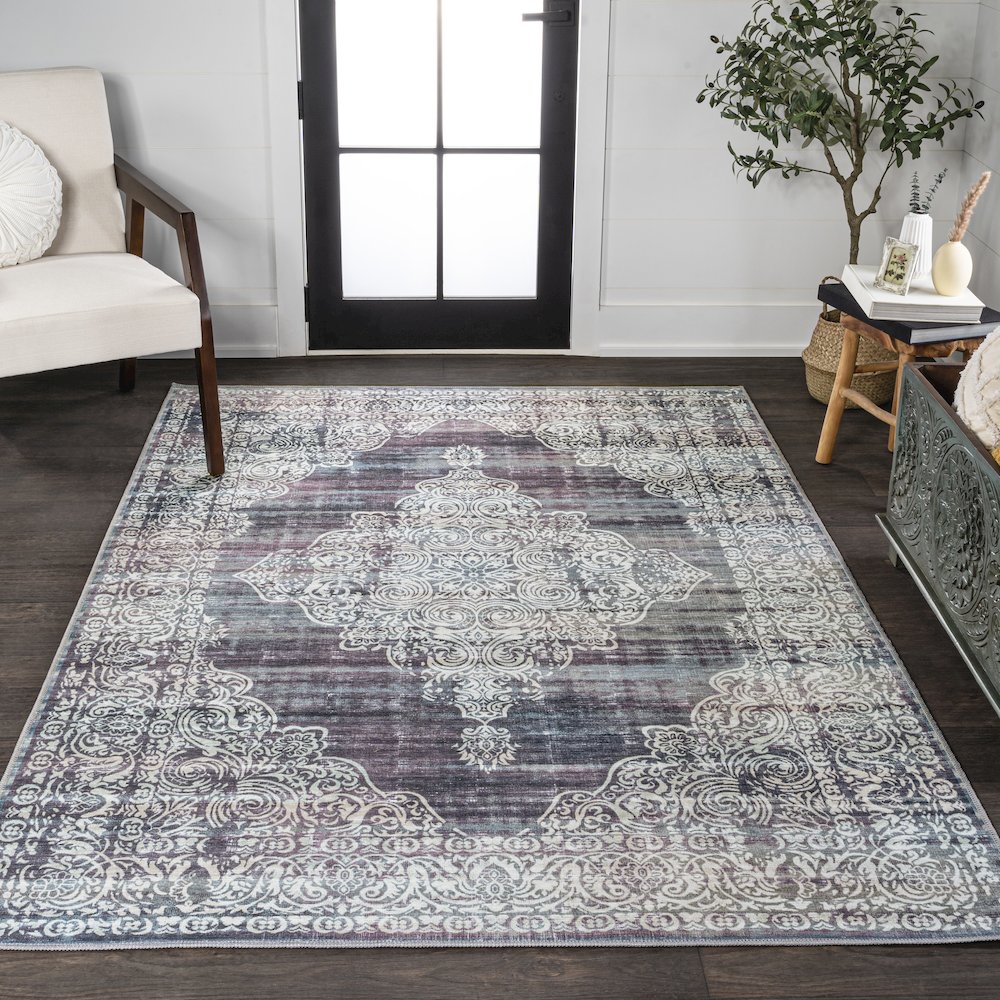 Regis Bohemian Medallion Machine-Washable Area Rug. Picture 2