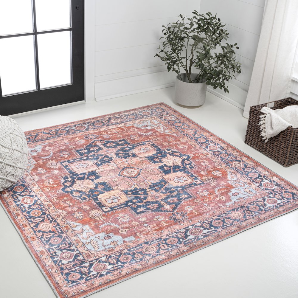 Maris Ornate Medallion Machine-Washable Area Rug. Picture 1