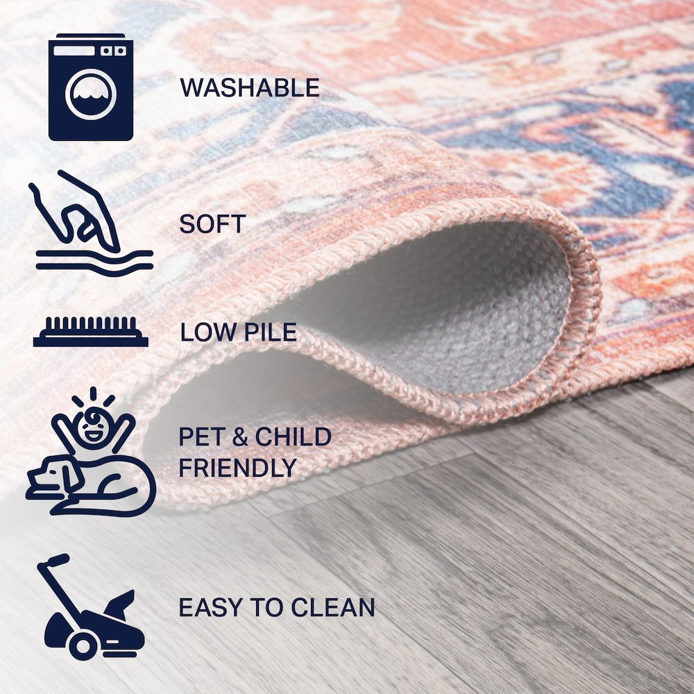 Maris Ornate Medallion Machine-Washable Area Rug. Picture 7