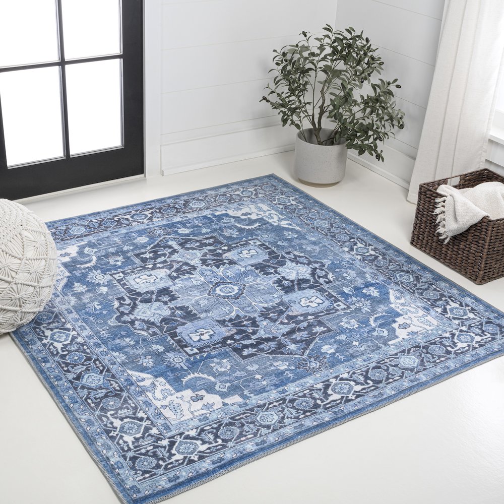 Maris Ornate Medallion Machine-Washable Area Rug. Picture 1
