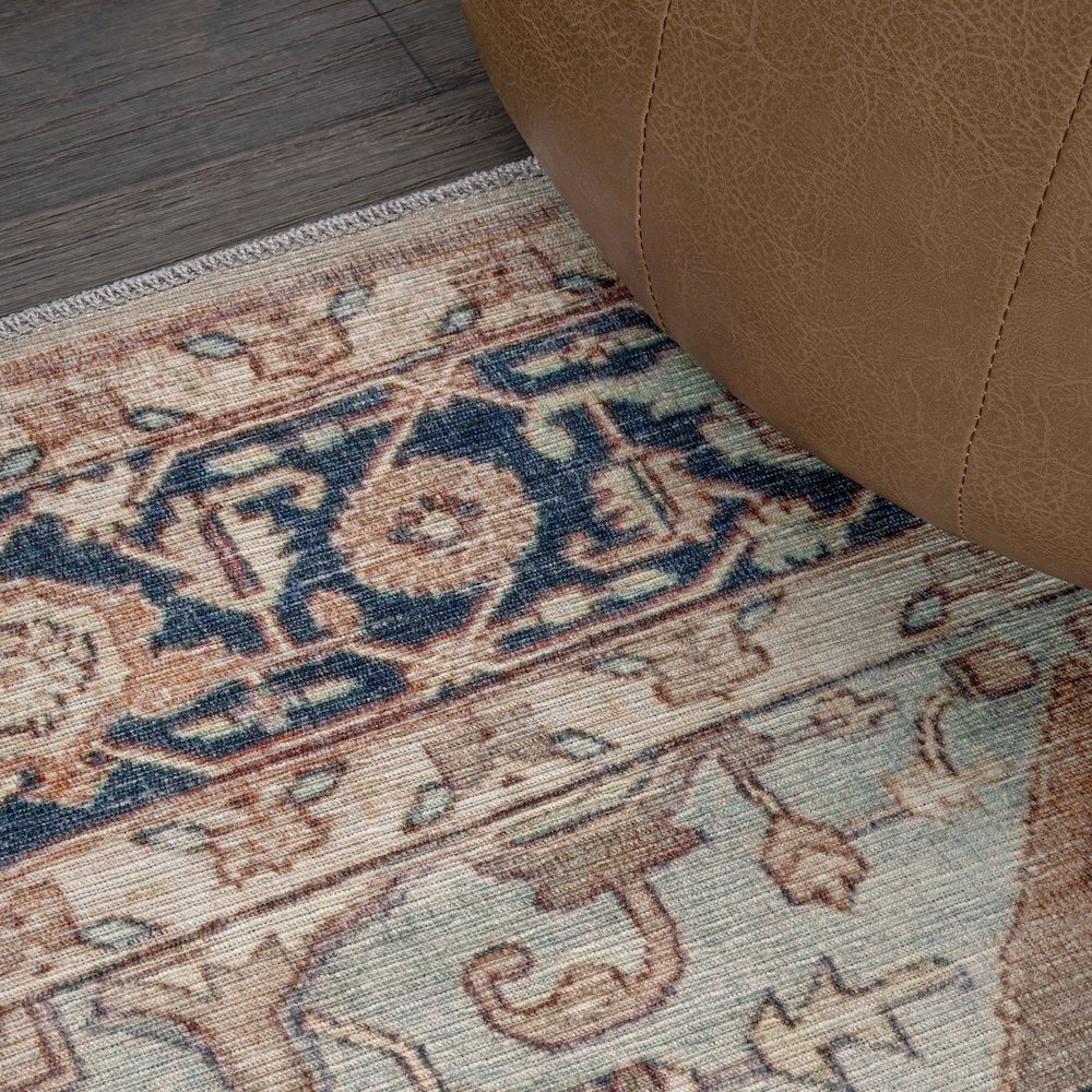 Maris Ornate Medallion Machine-Washable Area Rug. Picture 4