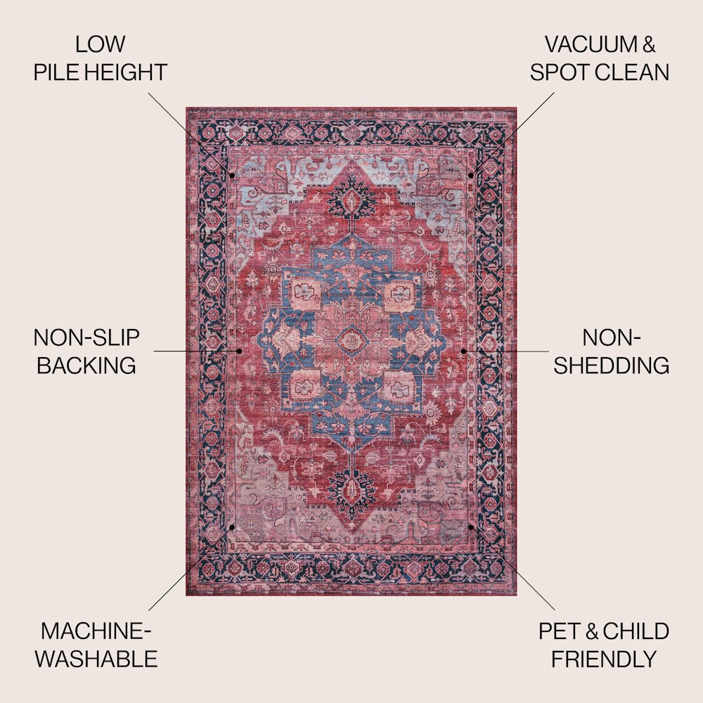Maris Ornate Medallion Machine-Washable Area Rug. Picture 8