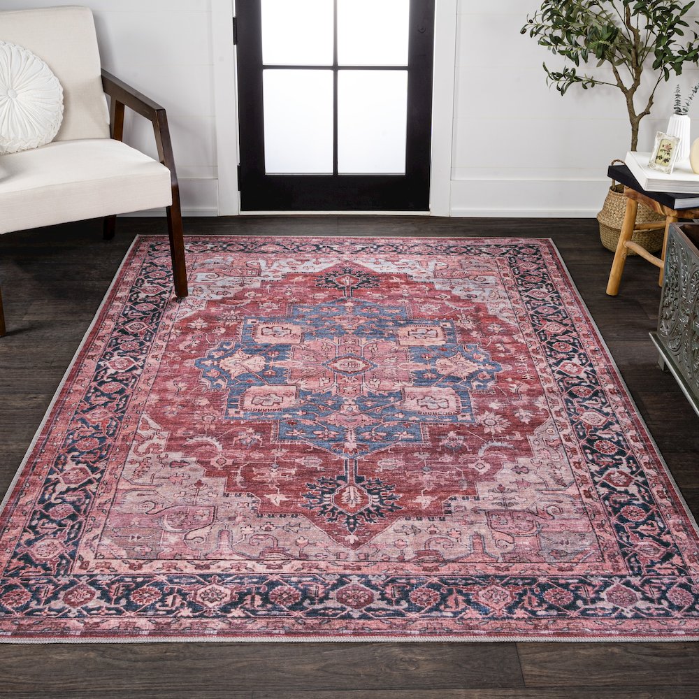 Maris Ornate Medallion Machine-Washable Area Rug. Picture 2