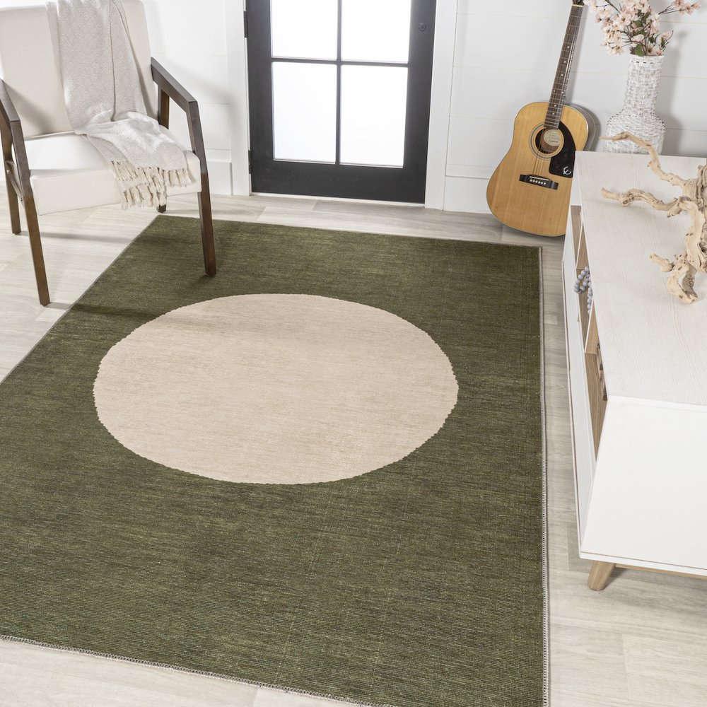Cirkel Minimalist Geometric Dot Machine Washable Area Rug. Picture 2