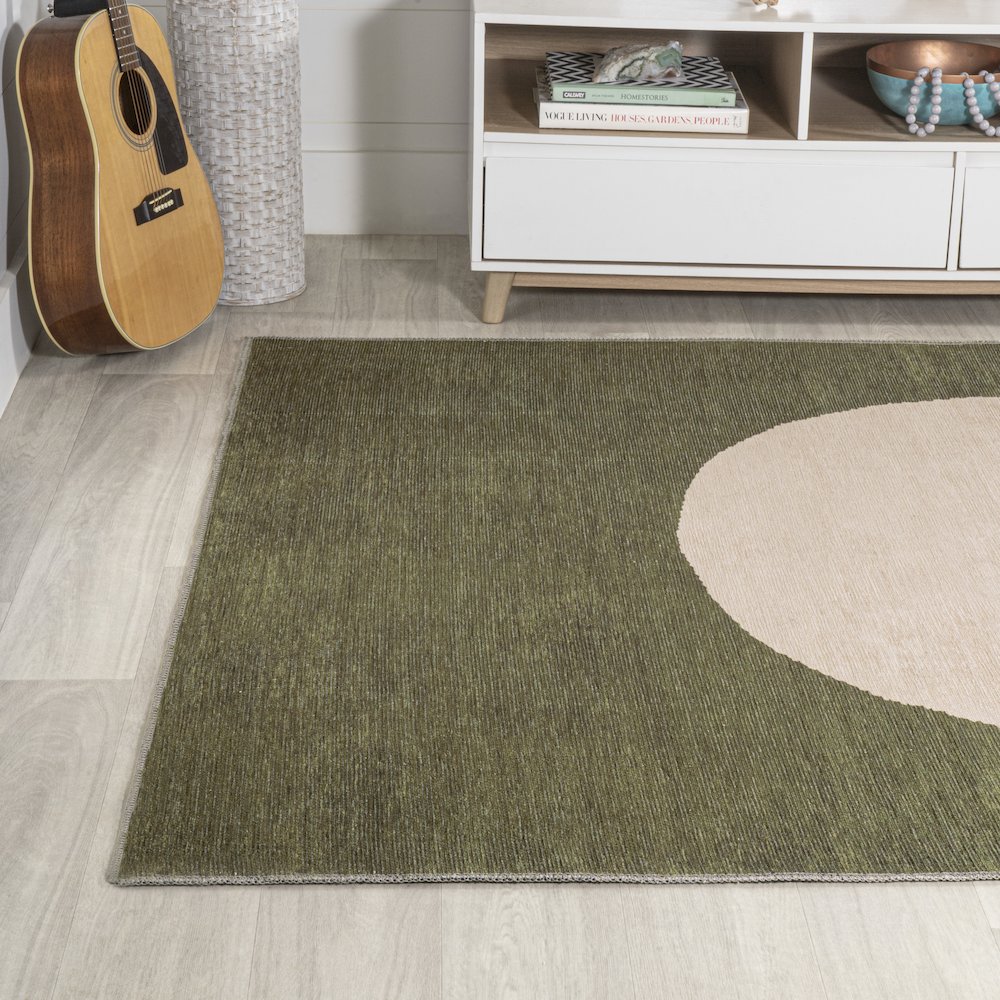Cirkel Minimalist Geometric Dot Machine Washable Area Rug. Picture 3
