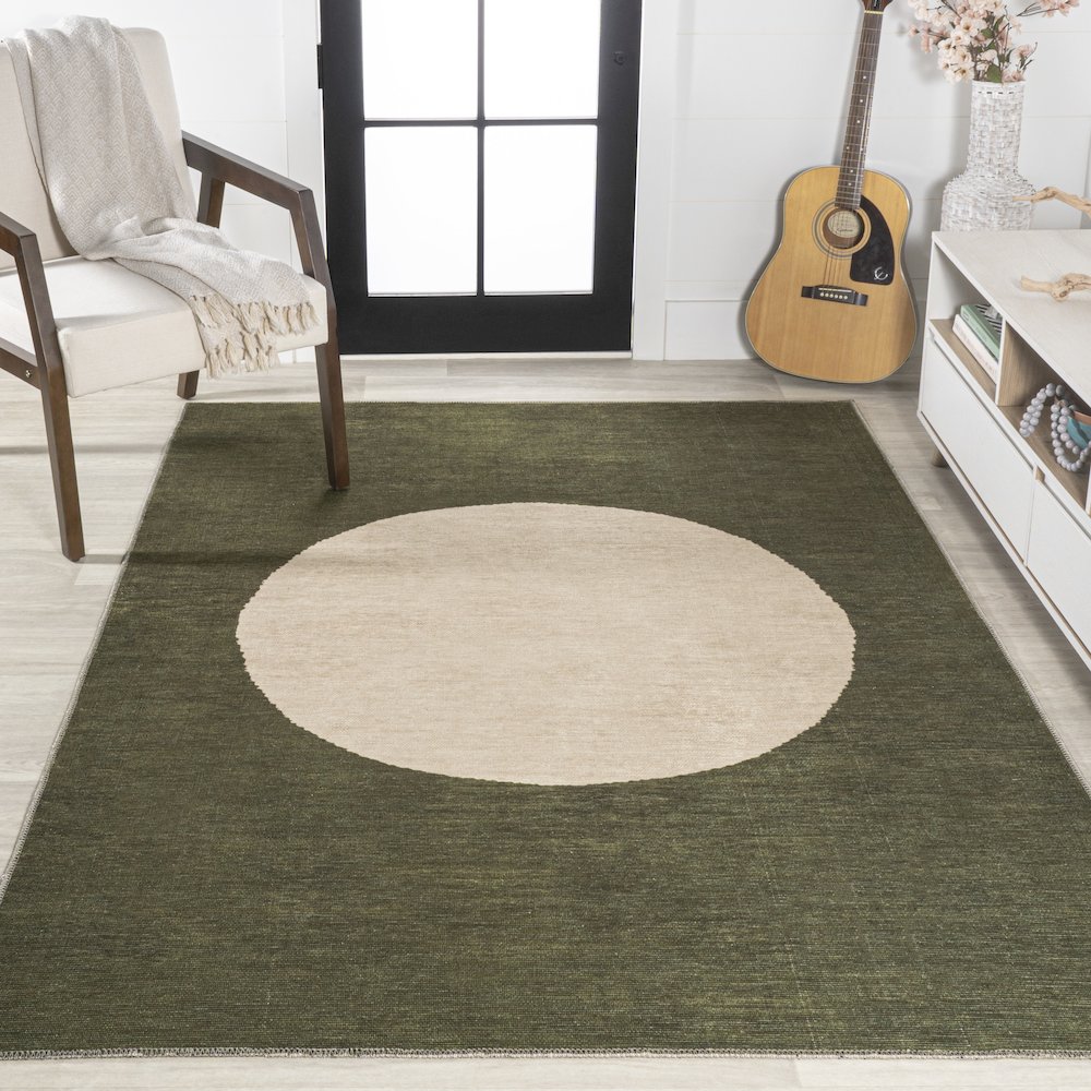 Cirkel Minimalist Geometric Dot Machine Washable Area Rug. Picture 4